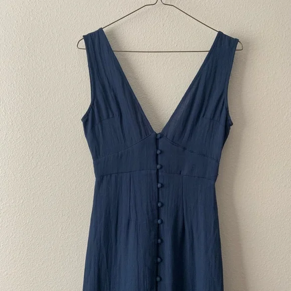 Lulus | Simpatico Navy Blue Maxi Dress button front - Picture 5 of 8
